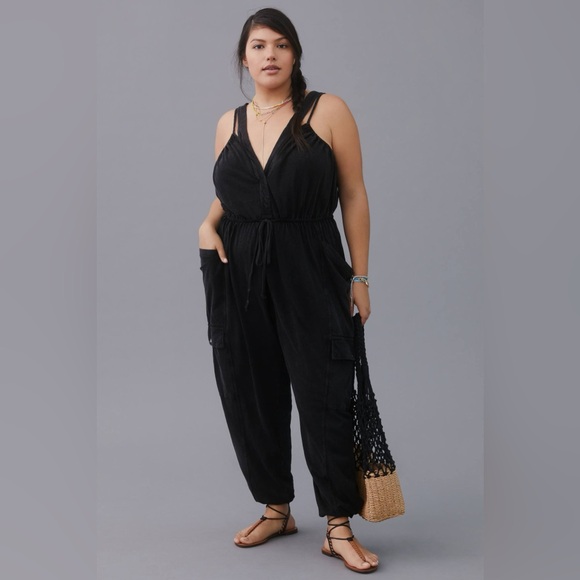 Daily Practice by Anthropologie – The Playa Del Amore Jumpsuit – Size XL – Black - Picture 1 of 16